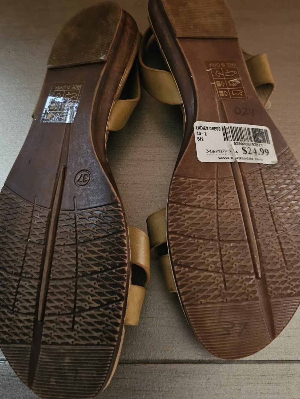 Brown Floral T-strap Women's Sandals - Picture 5 of 8
